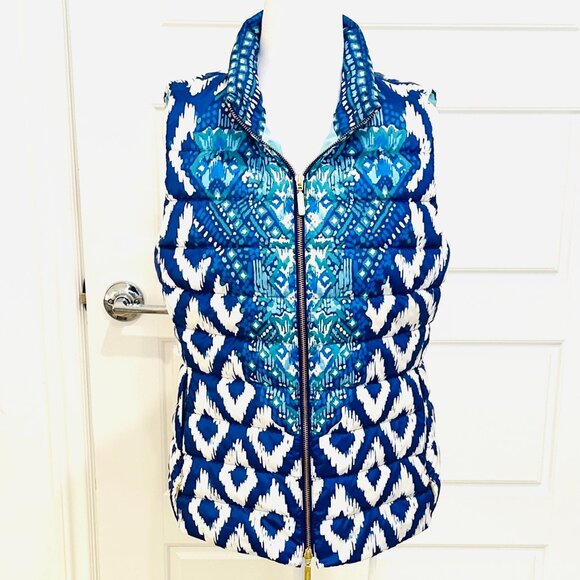 LILLY PULITZER IKAT PRINT PUFFER VEST MEDIUM NWOT - Picture 1 of 9